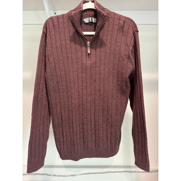 Oscar de la Renta Men's Quarter Zip Maroon Heavy Sweater Size XL - Picture 1 of 8